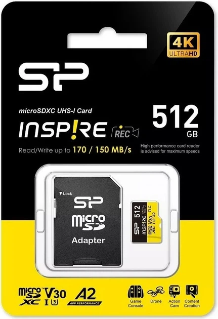 Карта пам'яті Silicon Power Inspire microSDXC 512GB V30 UHS-I U3 A2 (SP512GBSTXLA2V1NSP) - зображення 2