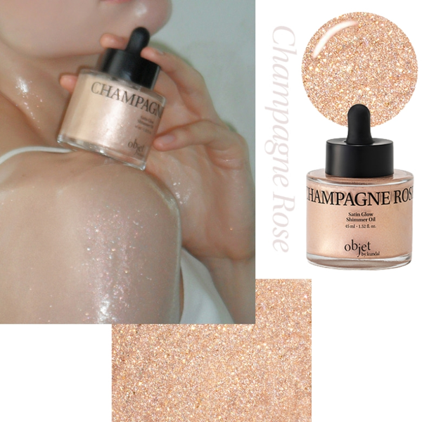 Суха олія Objet by Kundal Satin Glow Shimmer Oil Champagne Rose для тіла з перламутровим сяйвом 45 мл - зображення 3