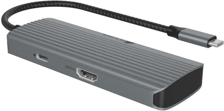 Док-станція Icy Box Travel Dock 6-in-1 Grey (IB-DK4022A-CPD) - зображення 2