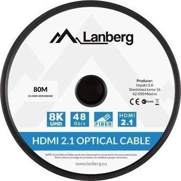 Кабель Lanberg HDMI - HDMI 80 м Black (CA-HDMI-30FB-0800-BK) - зображення 4