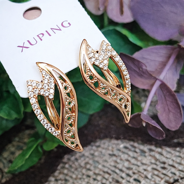 Серьги Xuping Jewelry длина 2.2см ширина 1см медицинское золото позолота 18К с1600 - Фото 3 Серьги Xuping Jewelry длина 2.2см ширина 1см медицинское золото позолота 18К с1600 - изображение 3