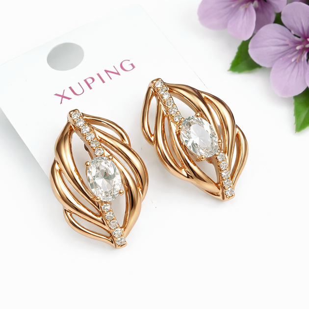Серьги Xuping Jewelry длина 2см ширина 1.3см медицинское золото позолота 18К с1593 - Фото 1 Серьги Xuping Jewelry длина 2см ширина 1.3см медицинское золото позолота 18К с1593 - изображение 1