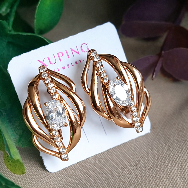 Серьги Xuping Jewelry длина 2см ширина 1.3см медицинское золото позолота 18К с1593 - Фото 2 Серьги Xuping Jewelry длина 2см ширина 1.3см медицинское золото позолота 18К с1593 - изображение 2