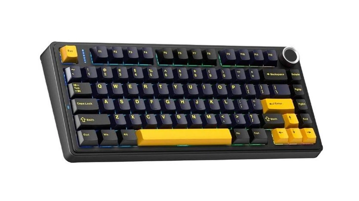 Клавиатура AULA F75 Black-Yellow Игровая Безпроводная Механичиская 2.4G/Bluetooth/Кабель RGB - Фото 5 Клавиатура AULA F75 Black-Yellow Игровая Безпроводная Механичиская 2.4G/Bluetooth/Кабель RGB - изображение 5