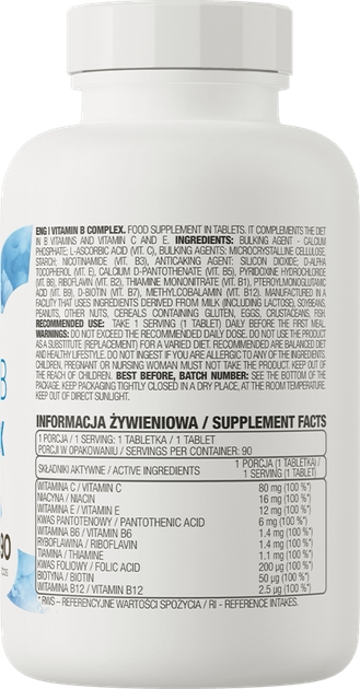 Комплекс витаминов группы B OstroVit Vitamin B Complex 90 таблеток (5902232610949) - изображение 2