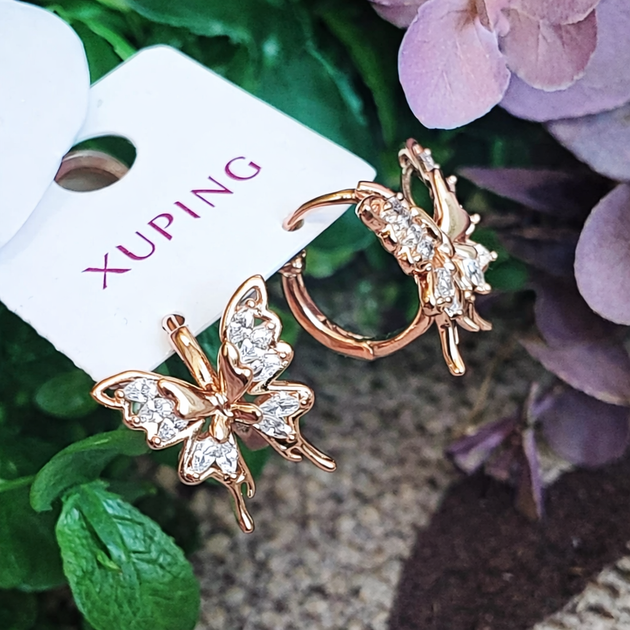 Серьги Xuping Jewelry бабочки длина 1.5см ширина 1.6см медицинское золото позолота 18К с1584 - Фото 2 Серьги Xuping Jewelry бабочки длина 1.5см ширина 1.6см медицинское золото позолота 18К с1584 - изображение 2