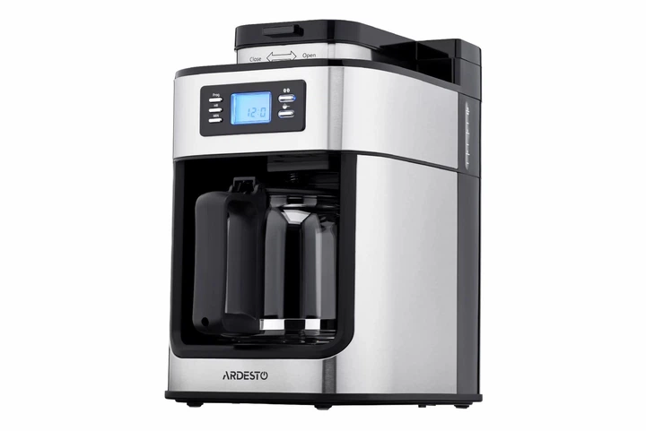 Кофеварка настольная капельная 1.2 л с кофемолкой ARDESTO Steel Collection YCM-D1200 кофемашина для зернового и молотого кофе с подогревом кофейника дисплеем и таймером Серебристый с черным - изображение 9