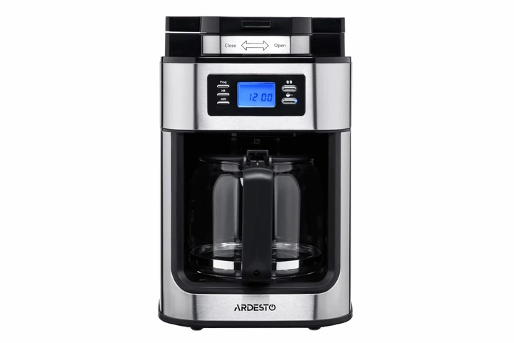 Кофеварка настольная капельная 1.2 л с кофемолкой ARDESTO Steel Collection YCM-D1200 кофемашина для зернового и молотого кофе с подогревом кофейника дисплеем и таймером Серебристый с черным - изображение 10