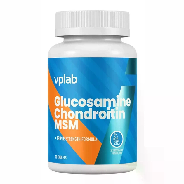 Глюкозамін та хондроїтин з MСM для здоров'я суглобів VPlab Glucosamine & Chondroitin & MSM 90 таблеток - зображення 3