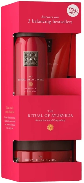Набір Rituals The Ritual Of Ayurveda Trial Set Пінка для душу 50 мл + Крем для тіла 70 мл + Скраб для тіла 125 г (8719134185232 / 8719134205442) (955555914602139) - Уцінка - зображення 2