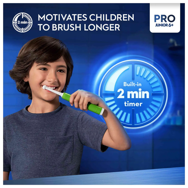 Elektryczna szczoteczka do zębów dla dzieci Oral-B Braun Pro Junior Green (8006540743027) (955555915103939) - Outlet - obraz 2