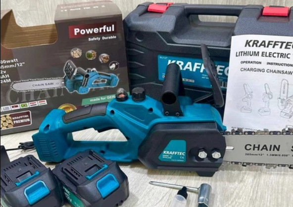 Акумуляторна пила 12 дюймів Krafftec [52V 6Ah / 2500 Вт / 2 акумулятори] з автоматичним мастилом - зображення 4