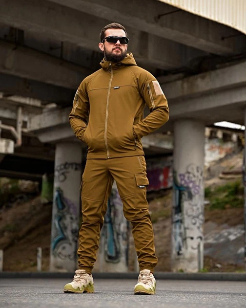 Костюм Oblivion Softshell Куртка на флісі + Штани койот розмір S - Фото 3 Костюм Oblivion Softshell Куртка на флісі + Штани койот розмір S - изображение 3