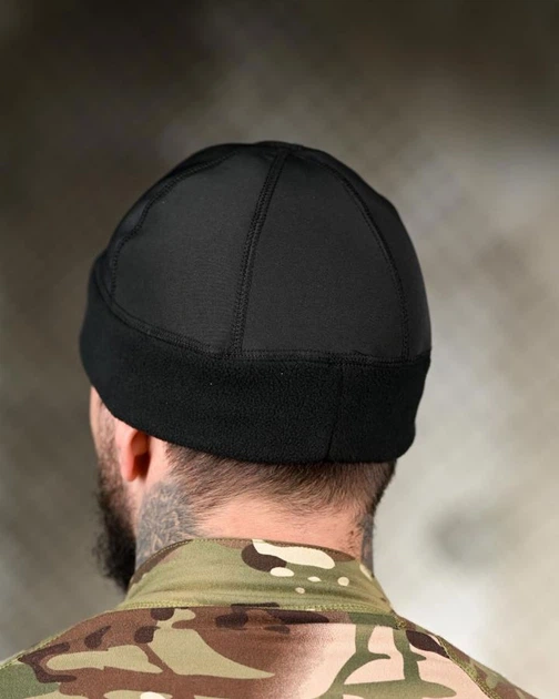 Шапка-Докерка Softshell на флісі чорна розмір One Size - зображення 2