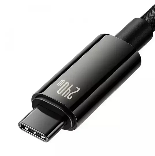 USB кабель на 240W Type-C на Type-C BASEUS Tungsten Gold Fast Charging (2m, 240W). Black - изображение 5