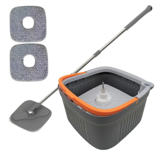 Комплект швабра з відром 6 л та двома мопами SmartMop SelfClean, сірого та помаранчевого кольору - зображення 12