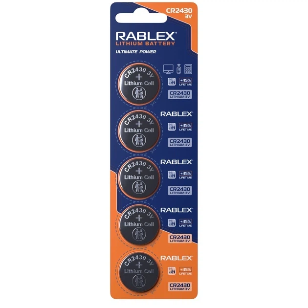 Батарейка літієва Rablex CR2430 5шт BLISTER CARD - Фото 1 Батарейка літієва Rablex CR2430 5шт BLISTER CARD - зображення 1
