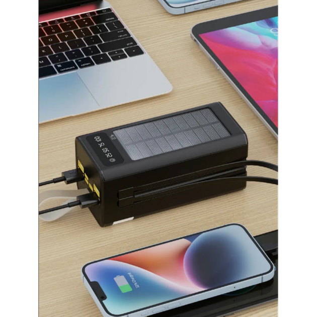 Зовнішній акумулятор Power bank 7GO GPW-01 50000mAh PD22,2W+QC3.0 Повербанк із сонячною батареєю швидка зарядка Чорний - Фото 3 Зовнішній акумулятор Power bank 7GO GPW-01 50000mAh PD22,2W+QC3.0 Повербанк із сонячною батареєю швидка зарядка Чорний - зображення 3