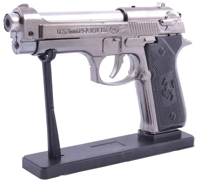 Запальничка пістолет Міні Beretta M9 "Беретта" турбо газова металева 15 см X 9,5 см . - Фото 4 Запальничка пістолет Міні Beretta M9 "Беретта" турбо газова металева 15 см X 9,5 см . - зображення 4