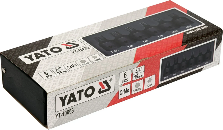 Набор ударных бит Torx/Spline 6 единиц YATO YT-10653 - изображение 4