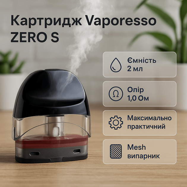 Картридж для подсистемы Vaporesso ZERO S 1.0 Ом сменный резервуар для электронной сигареты на 2 мл с защитой от протечек - изображение 6