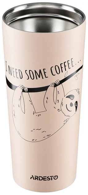 Термокружка Ardesto Coffee time Bradypus 450 мл Бежевая (AR2645DBE) - изображение 2