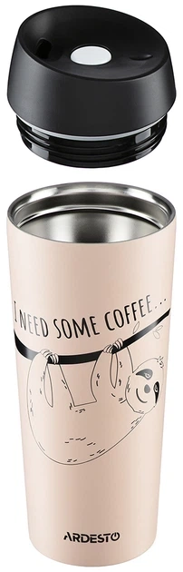 Термокружка Ardesto Coffee time Bradypus 450 мл Бежевая (AR2645DBE) - изображение 3