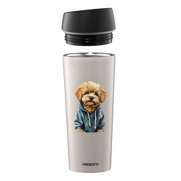 Термокружка Ardesto Coffee Time Maltipoo нержавеющая сталь бежевая 450 мл (AR2645MP) - изображение 3