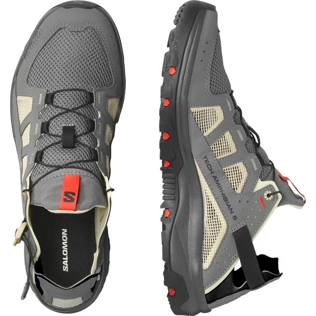 Кроссовки Salomon TECHAMPHIBIAN 5 45 Pewter/Moth/Fiery red - изображение 3