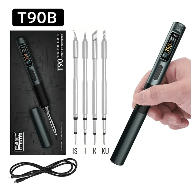 Паяльник Alientek T90B + 4 жала типу 245 KU, K, I,IS живлення Type-C - Без блока живлення - Фото 1 Паяльник Alientek T90B + 4 жала типу 245 KU, K, I,IS живлення Type-C - Без блока живлення - зображення 1