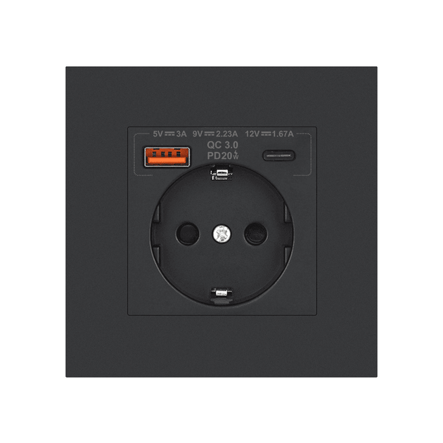 Розетка 220V Folem RZ1 c USB и Type-C, Быстрая зарядка 20W, PD 3.0, QC3.0 - Черный - Фото 1 Розетка 220V Folem RZ1 c USB и Type-C, Быстрая зарядка 20W, PD 3.0, QC3.0 - Черный - изображение 1