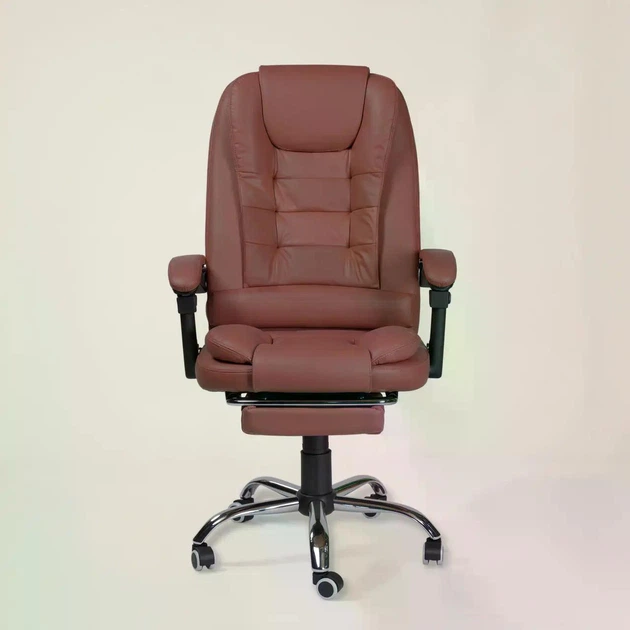 Офісне крісло для керівника Virgo X6 Brown Executive Comfort з анатомічною посадкою, з екошкіри з регулюванням висоти - зображення 7
