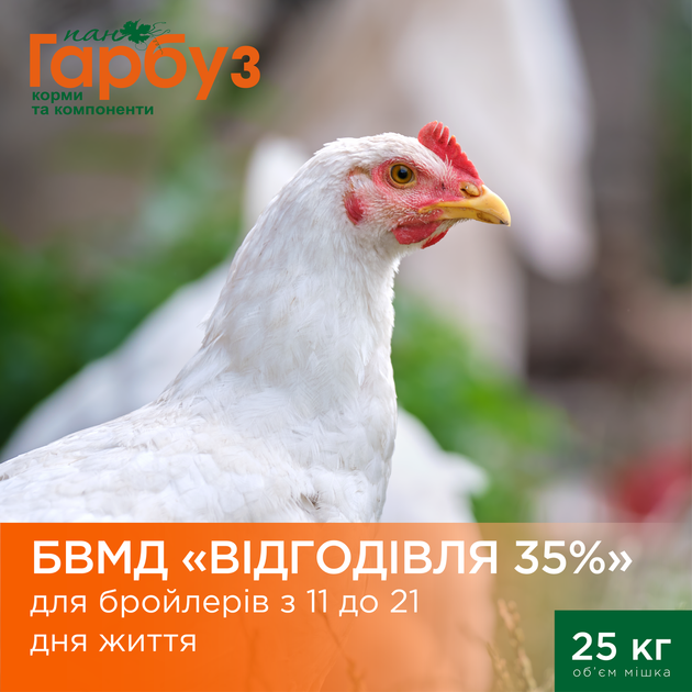 БВМД Пан Гарбуз ВІДГОДІВЛЯ 35% для бройлерів з 11 до 21 дня життя 25 кг - зображення 3