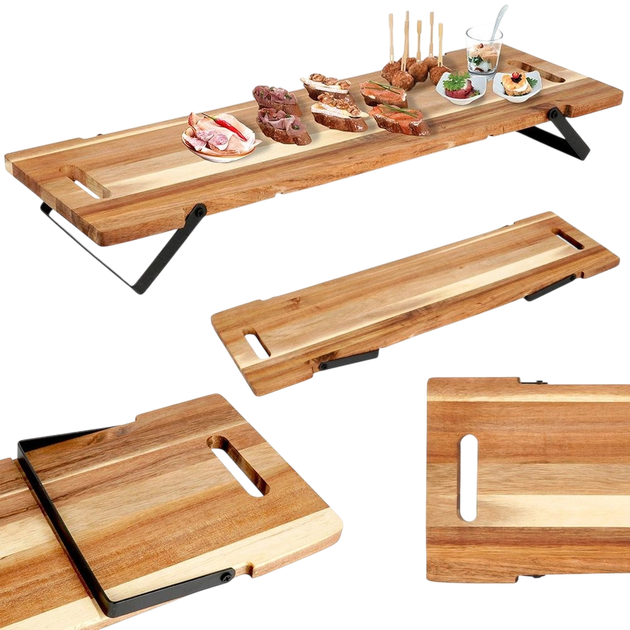 Taca do serwowania AM/63 drewniana na nóżkach 67.5 x 19.5 x 7.5 cm (8720573221450) - obraz 5