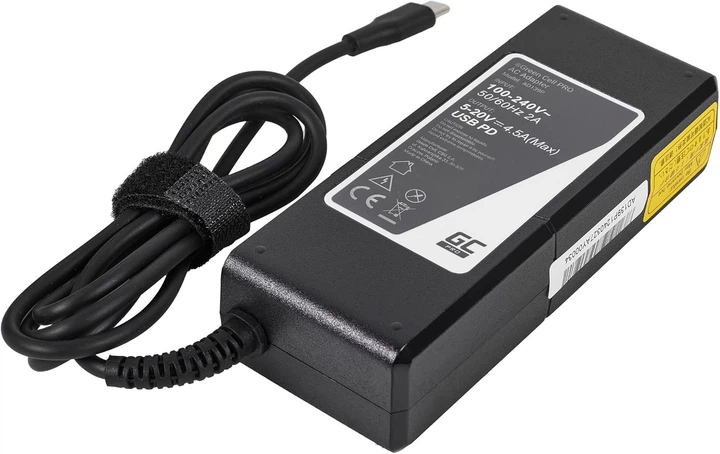 Zasilacz do laptopa Green Cell Universal 90 W USB-C Black (5904326375338) - obraz 3