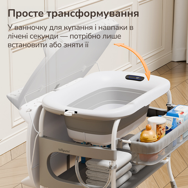 Дитячий пеленальний столик 2-в-1 з ванночкою Nidella. Мультифункціональний пересувний пеленатор з ванночкою для купання (NBT-01) - Фото 11 Дитячий пеленальний столик 2-в-1 з ванночкою Nidella. Мультифункціональний пересувний пеленатор з ванночкою для купання (NBT-01) - зображення 11