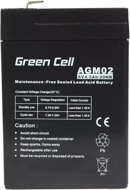 Akumulator Green Cell AGM 6V 4.5Ah (5902701411480) - obraz 2