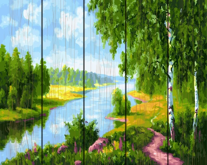 Картина по номерам на деревянной основе Березки у реки 40х50 см Rainbow Art GXT22577 - изображение 3