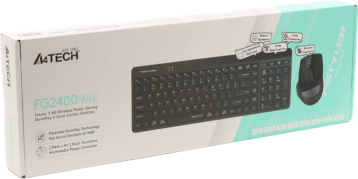 Комплект беспроводной A4Tech FG2400 Air2 Wireless Black (4711421000062) - Фото 5 Комплект беспроводной A4Tech FG2400 Air2 Wireless Black (4711421000062) - изображение 5
