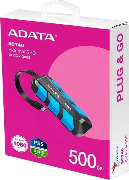 Dysk SSD Adata SC740 500GB USB Type-C 3.2 Gen2 Type-C Black (SC740-500G-CBU) - obraz 6