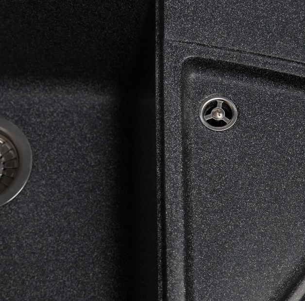 Гранитная кухонная мойка угловая Romzha Jorum 98B цвет графитовый. Гранитная мойка на кухню - изображение 3