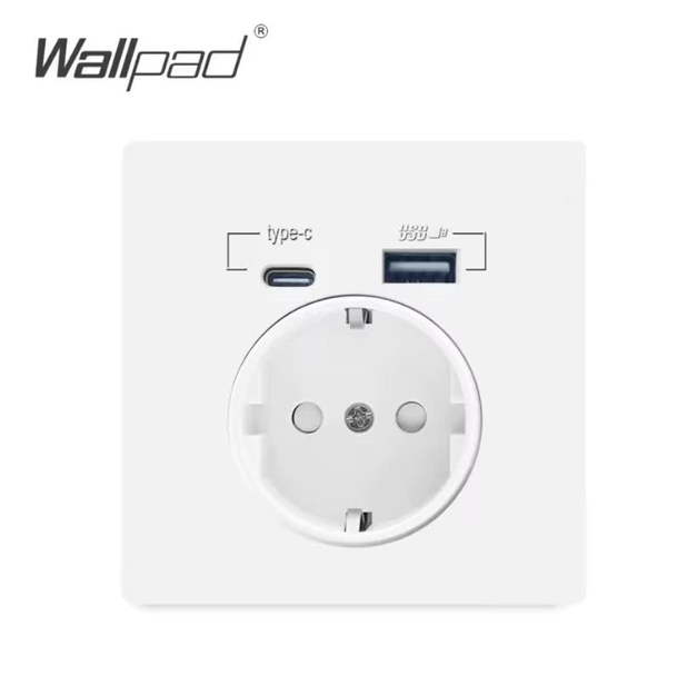 Настенная розетка Wallpad с USB и Type-C 220В Белая - Фото 1 Настенная розетка Wallpad с USB и Type-C 220В Белая - изображение 1