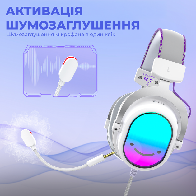 Навушники Fifine H16W 7.1 RGB White - зображення 9