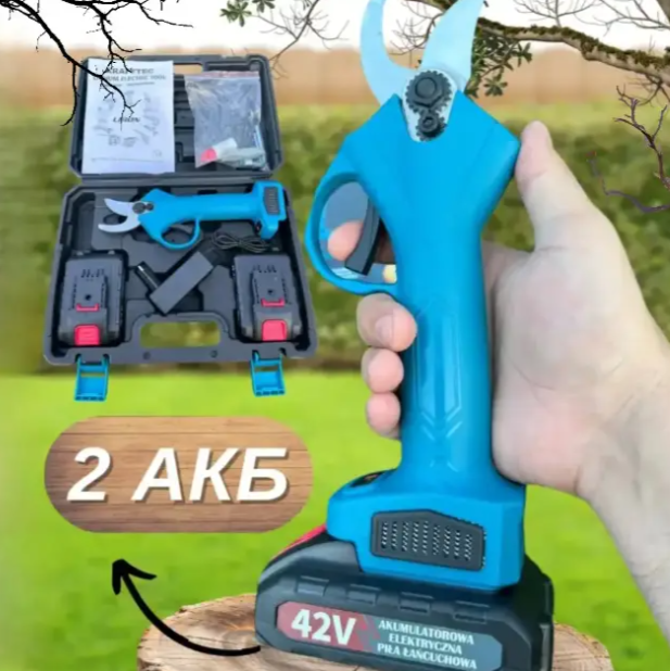 Секатор аккумуляторный Krafftec 42V 4Ah, толщина реза 38 мм, вес 1,5 кг, эргономичный, с кейсом, электросекатор для сада - Фото 6 Секатор аккумуляторный Krafftec 42V 4Ah, толщина реза 38 мм, вес 1,5 кг, эргономичный, с кейсом, электросекатор для сада - изображение 6