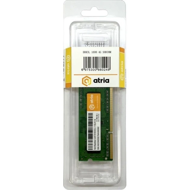 Модуль ATRIA SoDIMM DDR3 4GB 1600 MHz (UAT31600CL11SLK1/4) 325116 - изображение 3