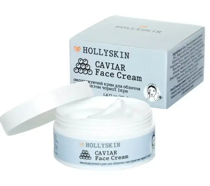 Омолоджувальний крем для обличчя з екстрактом чорної ікри HOLLYSKIN Caviar Face Cream - зображення 2