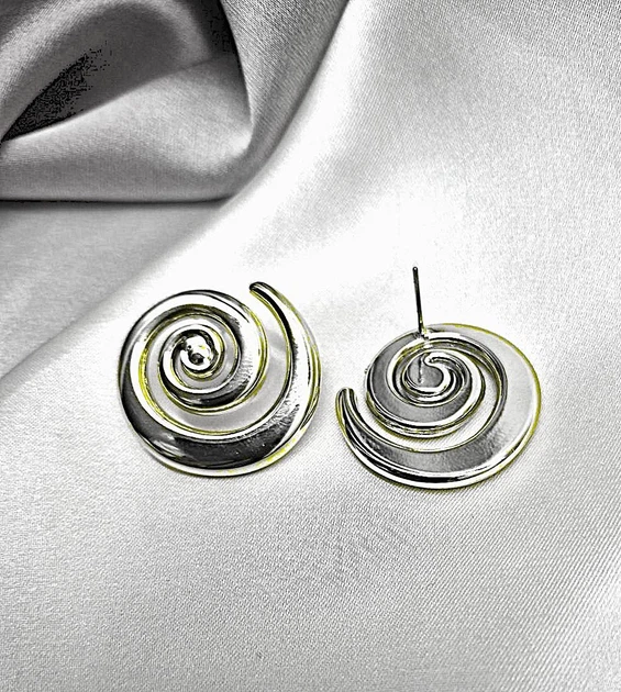 Жіночі сережки Спіралі jewelry Сріблясті - Фото 3 Жіночі сережки Спіралі jewelry Сріблясті - зображення 3