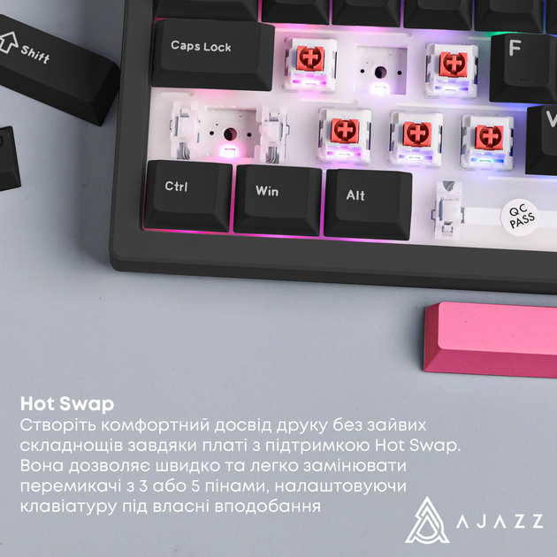 Клавиатура проводная Ajazz AK980 Red Switch USB Black (AK980-R-BR) - изображение 10