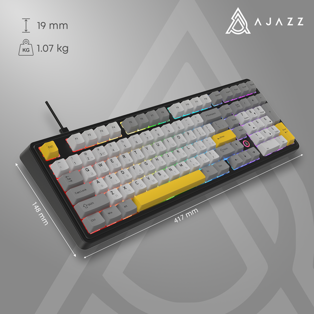 Дротова магнітна клавіатура Ajazz AK980 MAX Magnetic switches Black Grey Yellow (AK980-MAX-M-BGY) - изображение 14