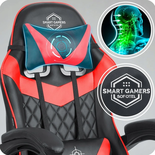 Fotel gamingowy Sofotel 242501 Draknor II Czarno-czerwony (5903890631031) - obraz 6
